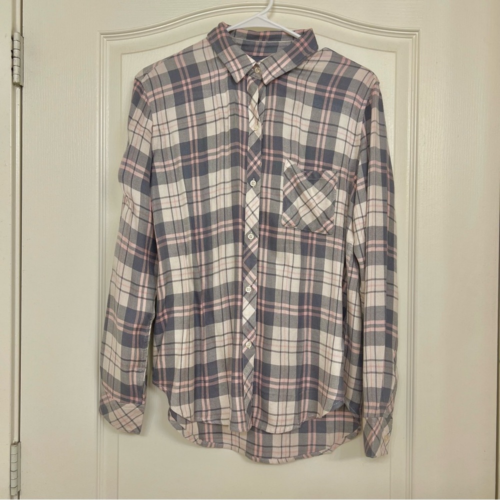 NWT Rails Hunter Shirt in Ivory Pink Pebble Cozy Lightweight Button Down Shirt